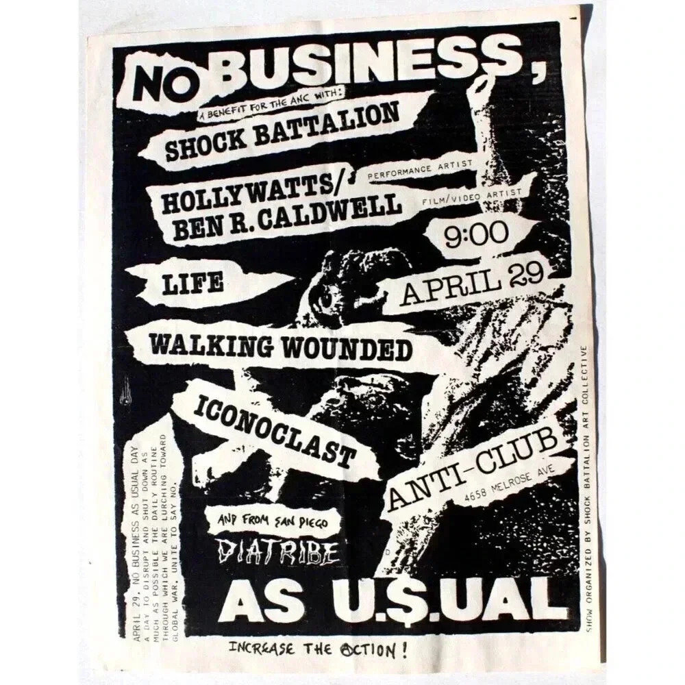 Vtg Rock Thrash Heavy Metal Band Concert Flyer No Business Anti-Club Melrose Ave